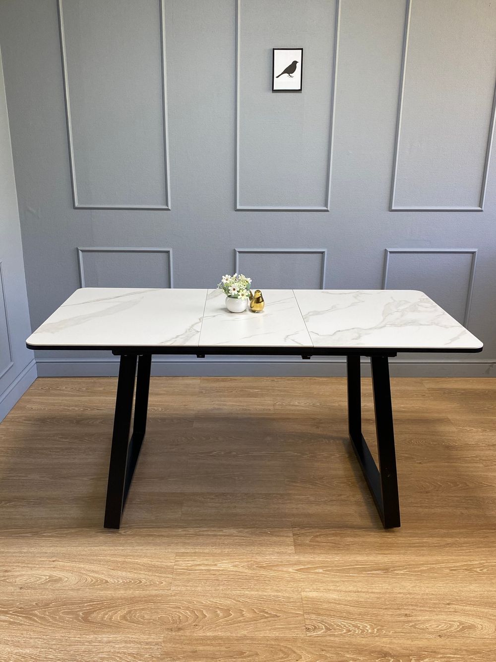 Стол KENNER AZ1200 черный/керамика мрамор белый