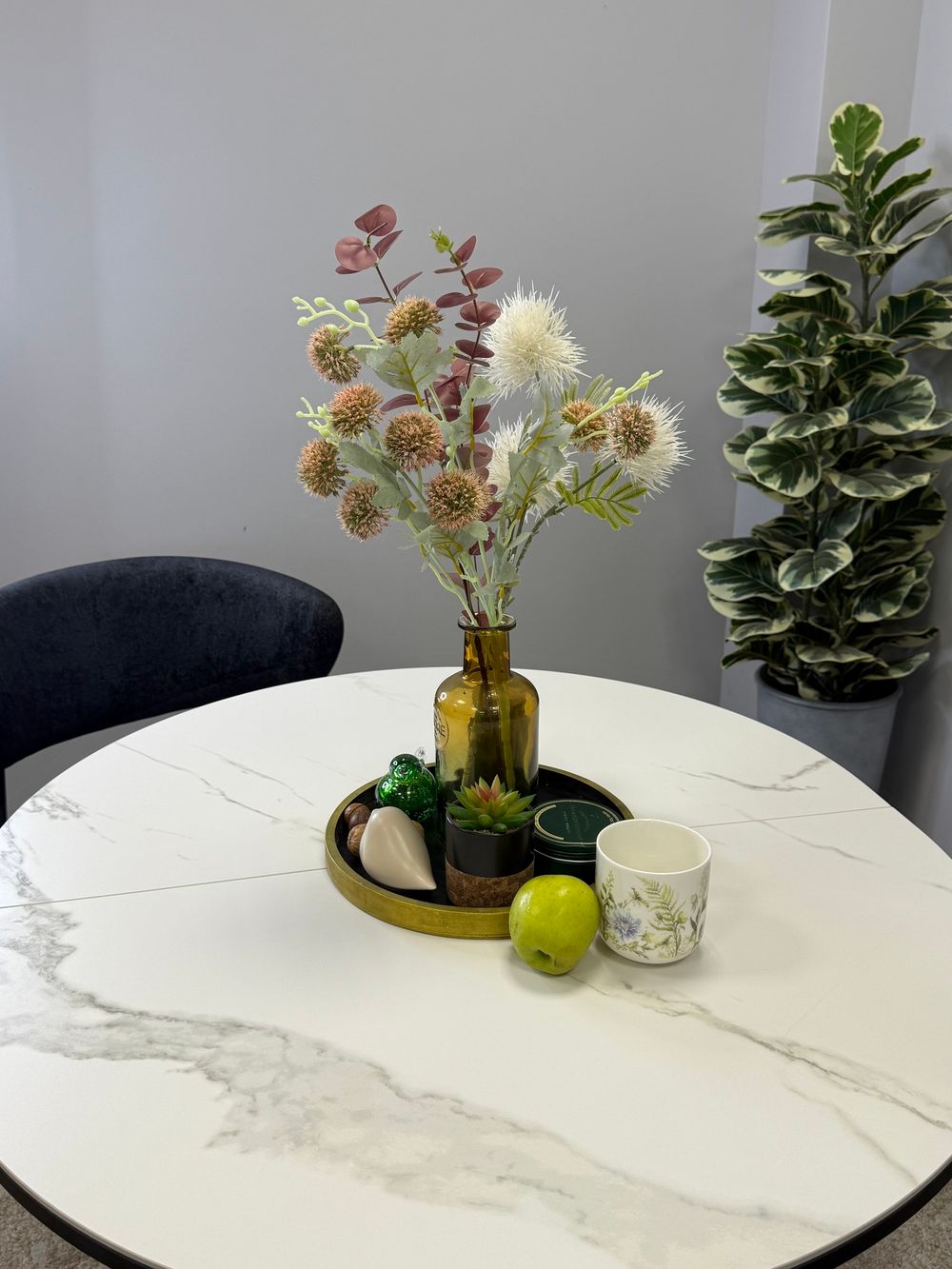 Стол KENNER R1000s черный/керамика мрамор белый