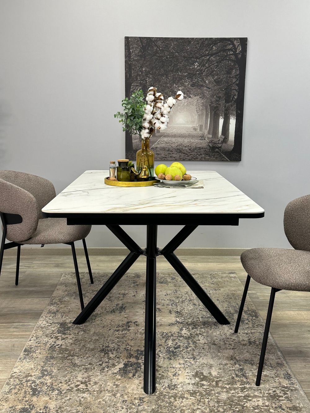 Стол KENNER DM1400 черный/керамика золотая