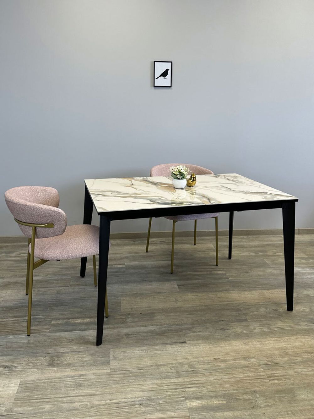 Стол KENNER KR1200 черный/керамика мрамор золотой глянец