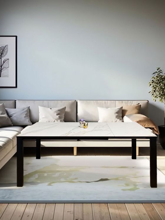 Стол KENNER BL1300 черный/керамика мрамор белый