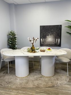 Стол KENNER LD2000 белый/керамика мрамор золотой