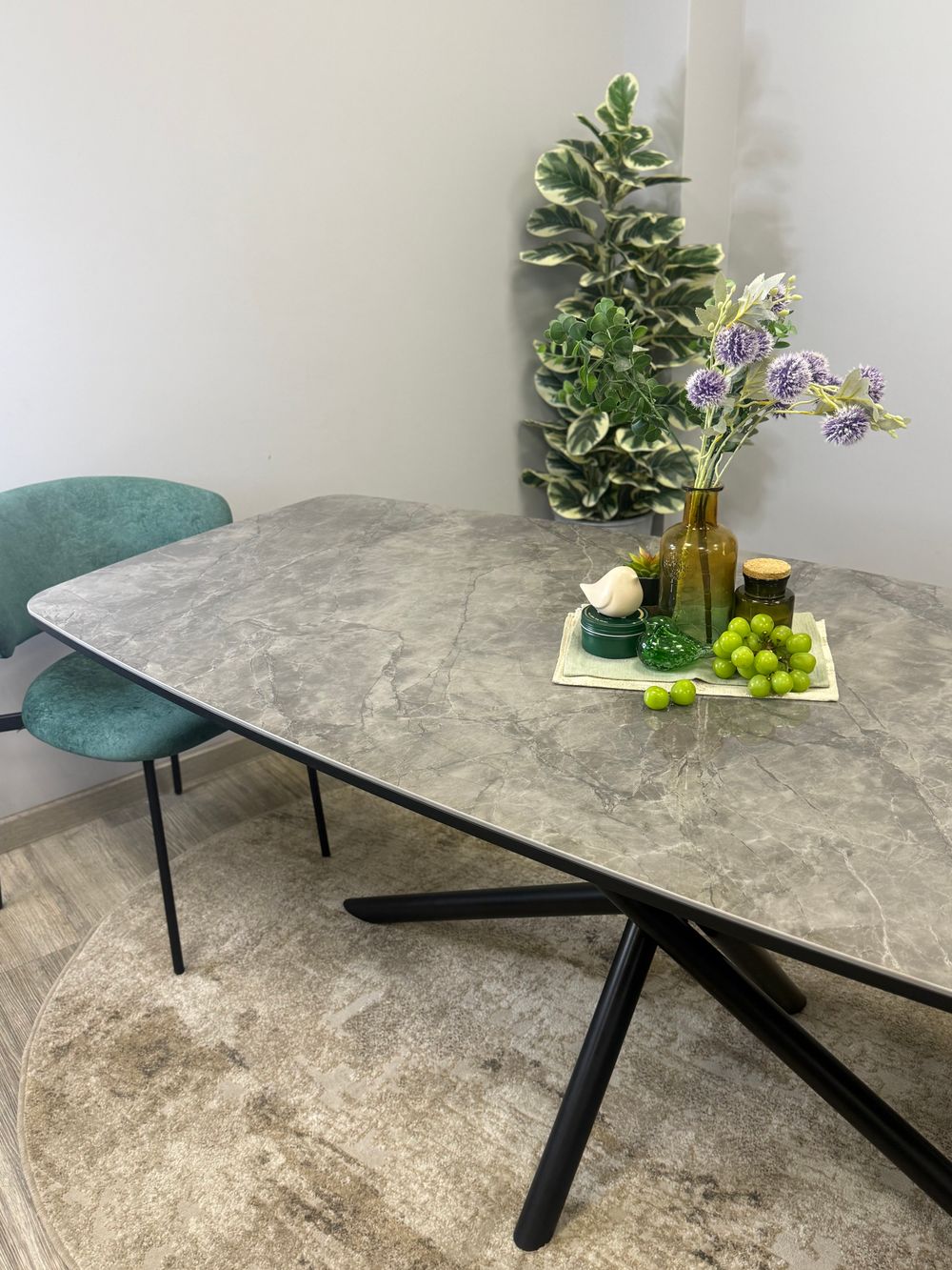 Стол KENNER DF2000 черный/керамика белая глянец