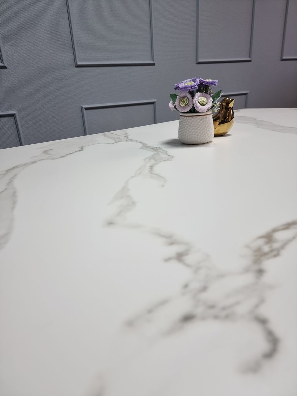 Стол KENNER ME1600 черный/керамика мрамор белый