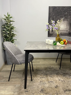 Стол KENNER KR1400 черный/керамика мрамор серый глянец