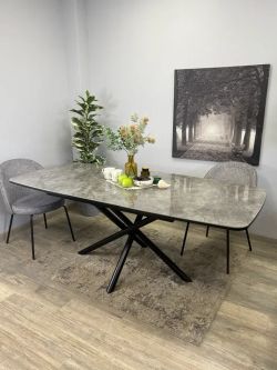 Стол KENNER DF1550 черный/керамика серая глянец