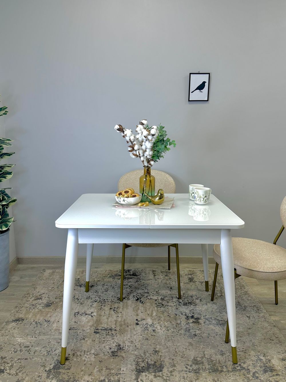 Стол KENNER 900K белый/стекло белое глянец