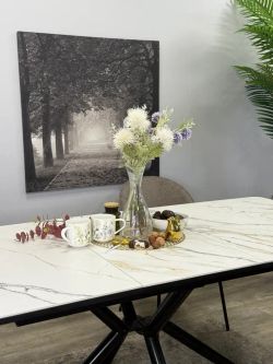 Стол KENNER DM1550 черный/керамика золотая