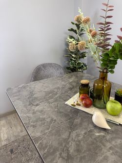 Стол DL1300 черный/керамика серая глянец