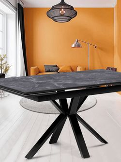 Стол KENNER ME1600 черный/керамика мрамор черный