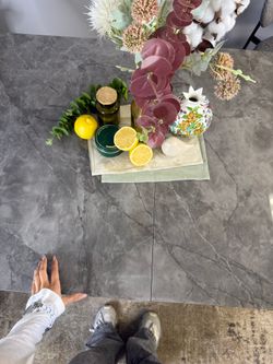 Стол DL1600 черный/керамика серая глянец