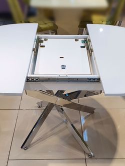 Стол KENNER R1100 хром/стекло белое глянец