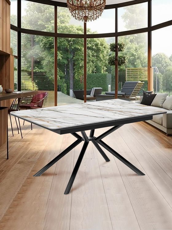 Стол KENNER DC1300 черный/керамика мрамор золотой