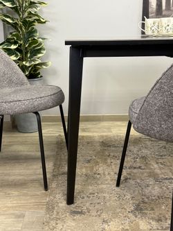 Стол KENNER KR1400 черный/керамика мрамор серый глянец