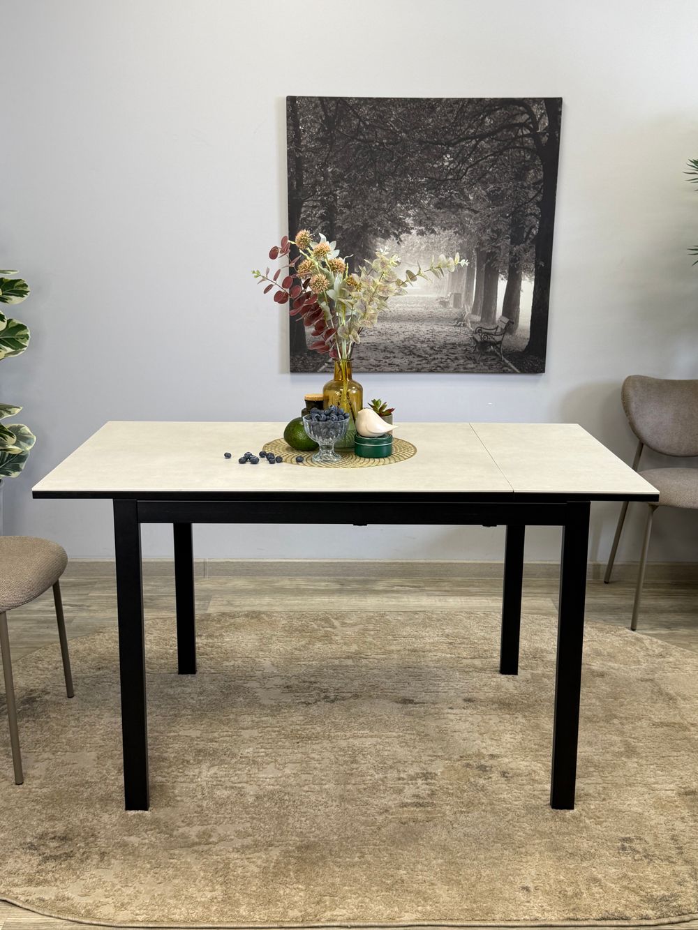 Стол KENNER LK1000 черный/керамика CARMEN LIGHT GRAY арт.170156