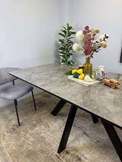 Стол DL1600 черный/керамика серая глянец