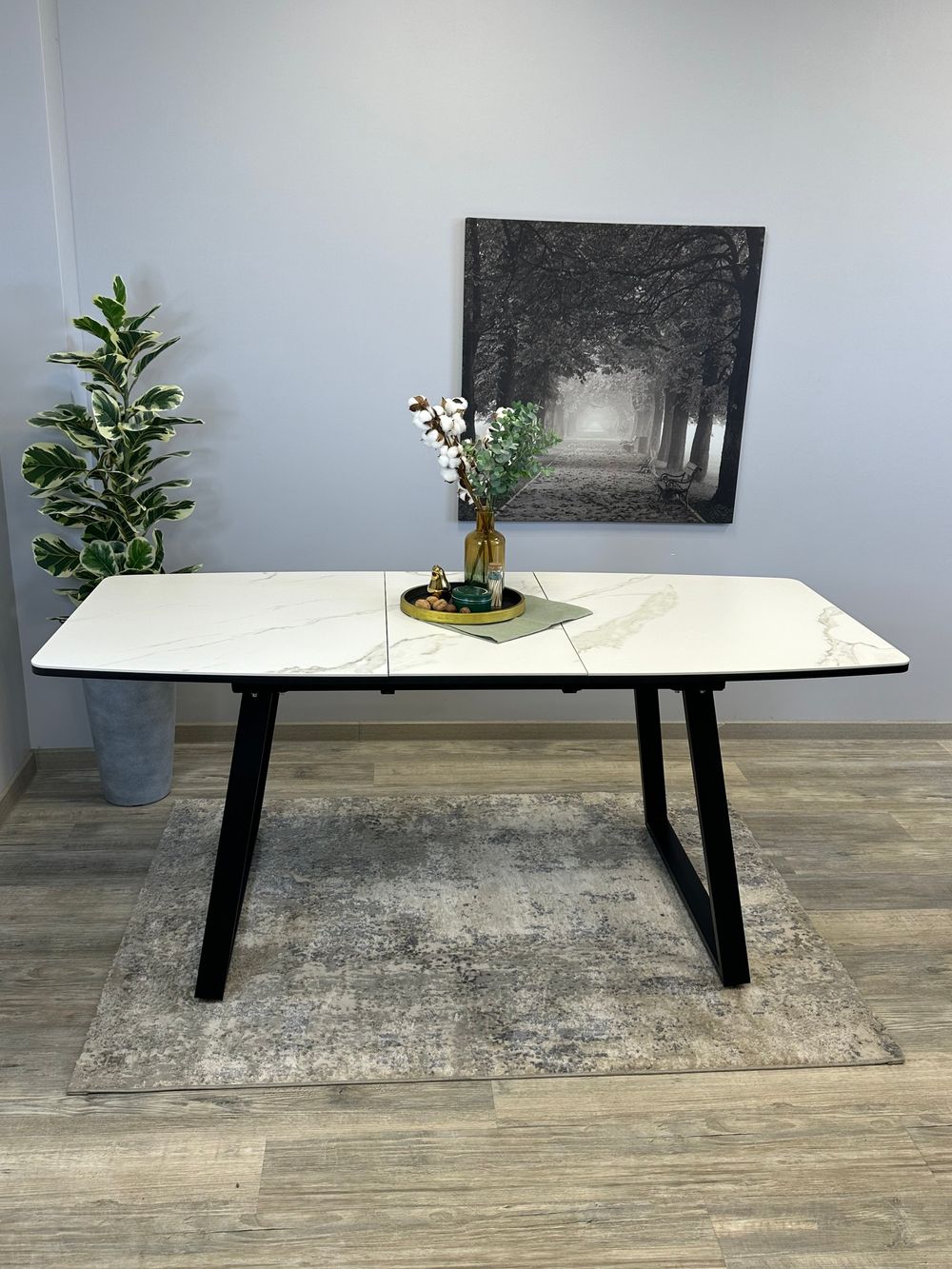 Стол KENNER AZ1400 черный/керамика белая