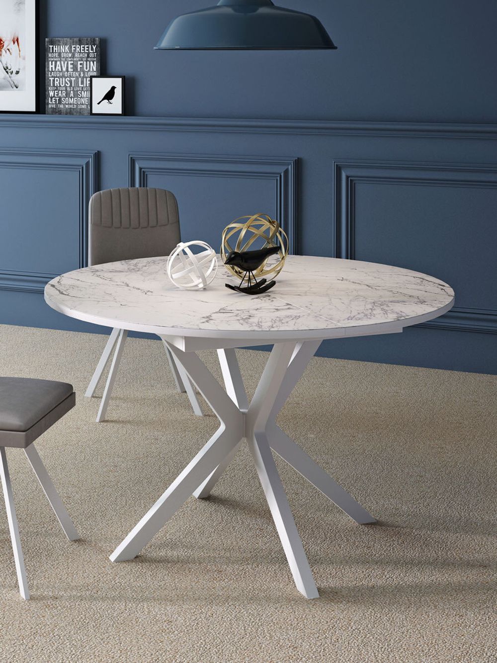 Стол KENNER B1300 белый/стекло камень белый сатин