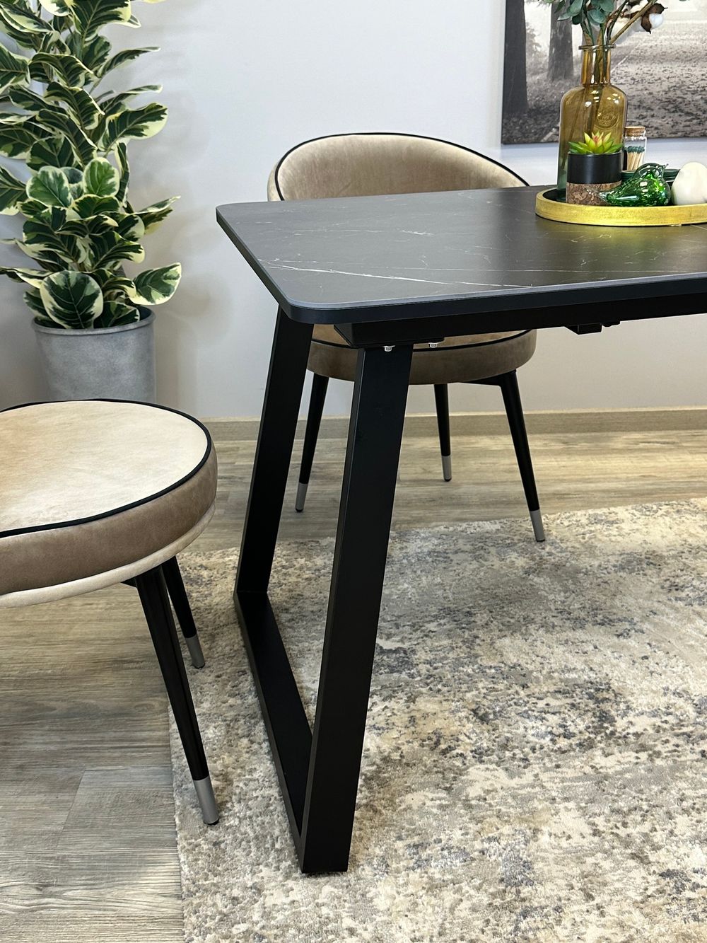 Стол KENNER AZ1200 черный/керамика мрамор черный