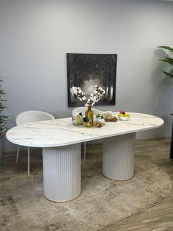 Стол KENNER LD2000 белый/керамика мрамор золотой