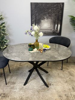 Стол Kenner R1100s, черный/керамика мрамор серый глянец