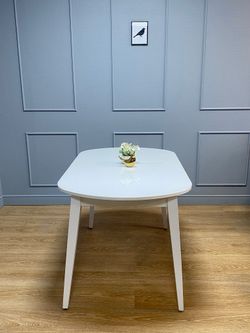 Стол KENNER 1300 М белый/стекло белое глянец