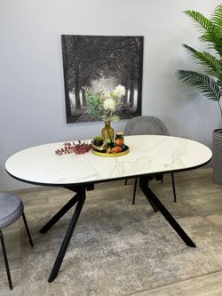 Стол KENNER DO1100 черный/керамика мрамор белый