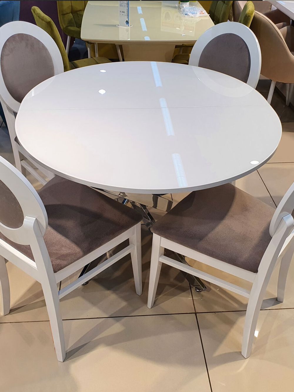 Стол KENNER R1100 хром/стекло белое глянец