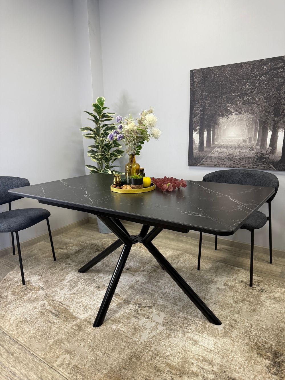 Стол KENNER DM1550 черный/керамика черная