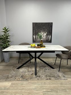 Стол KENNER DM1400 черный/керамика золотая