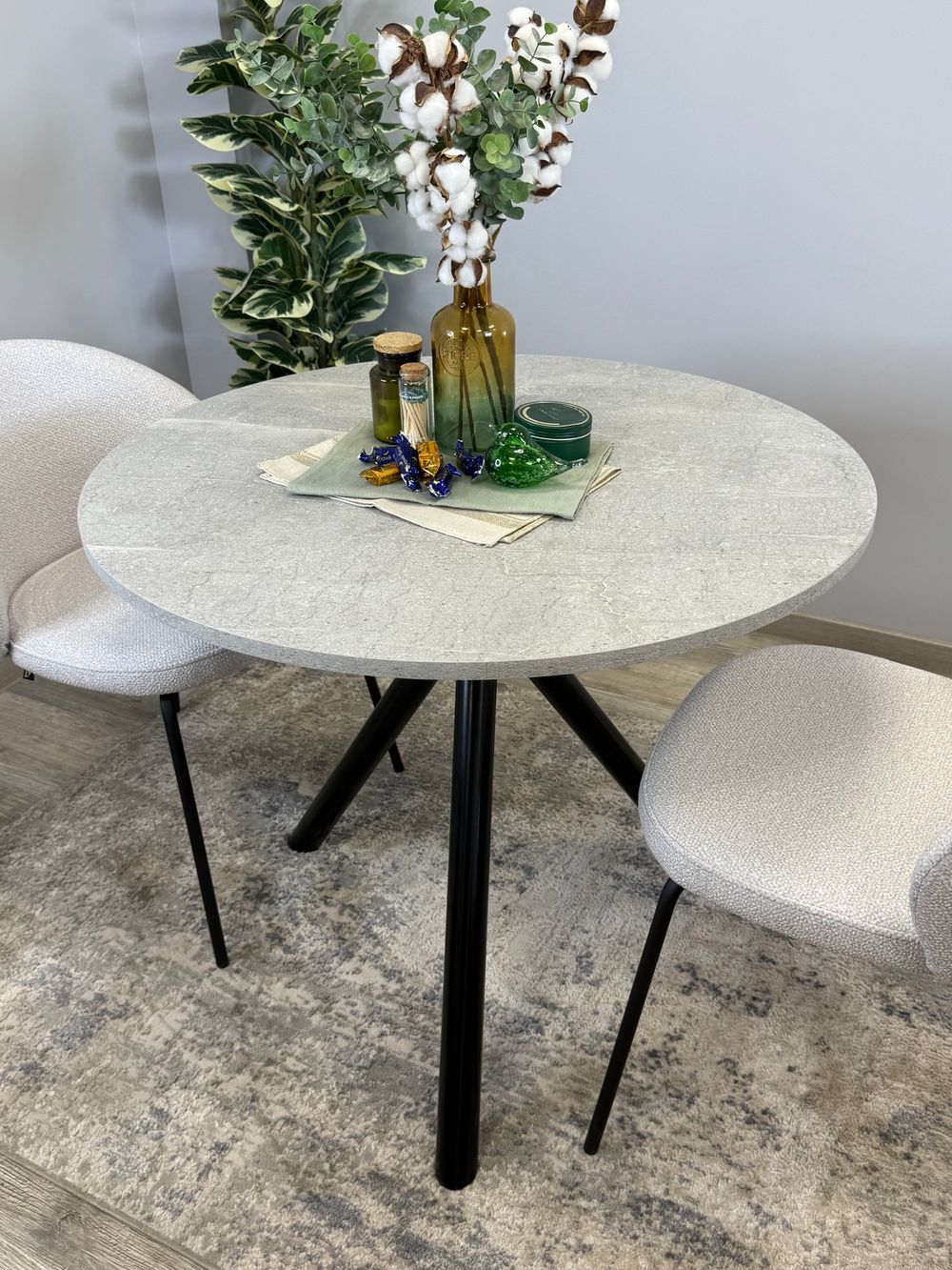 Стол KENNER RR900 черный/мрамор светло-серый