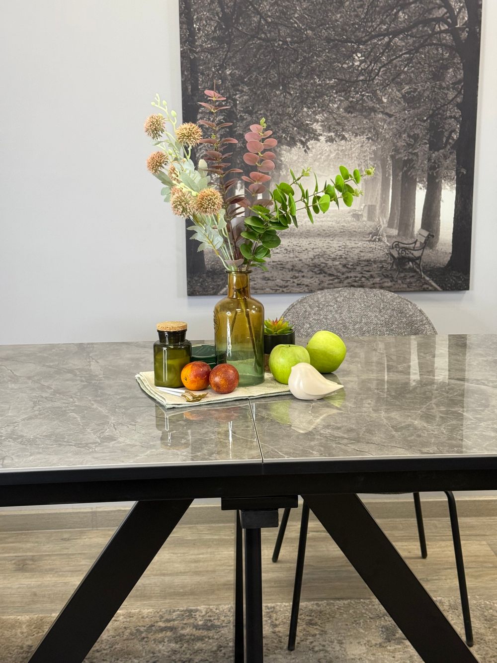 Стол DL1300 черный/керамика серая глянец