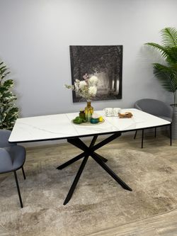 Стол KENNER BR1200 черный/керамика белая