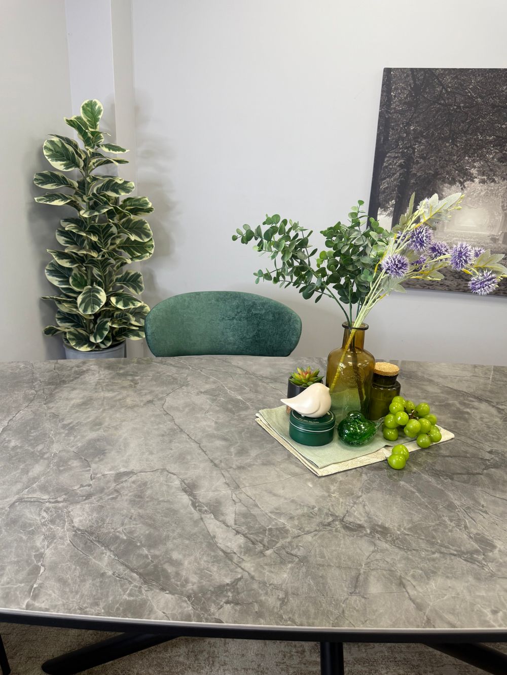 Стол KENNER DF2000 черный/керамика белая глянец