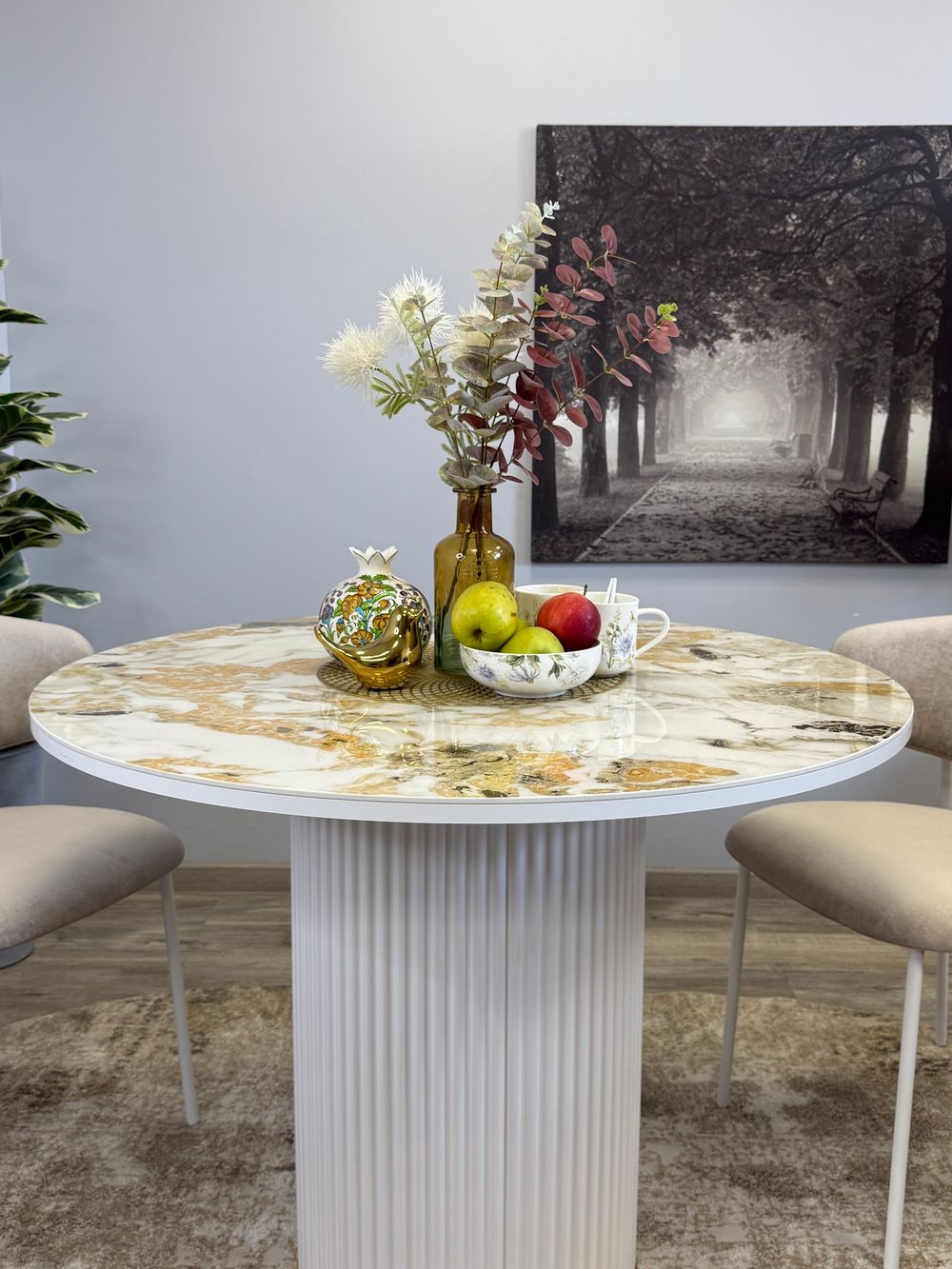 Стол KENNER LD1000 белый/керамика мрамор золотой глянец