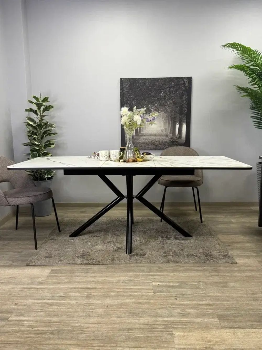 Стол KENNER DM1550 черный/керамика золотая