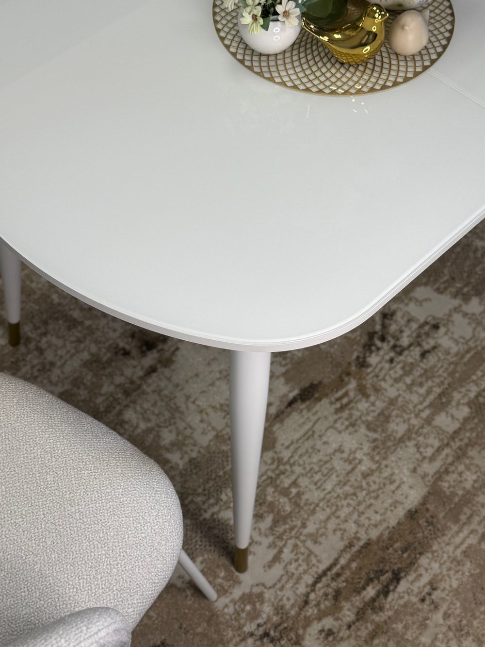 Стол KENNER 1300K белый/стекло белое глянец