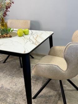 Стол KENNER KS1200 черный/керамика мрамор золотой