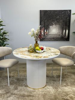 Стол KENNER LD1000 белый/керамика мрамор золотой глянец