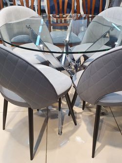 Стол KENNER R1000 хром/стекло прозрачное