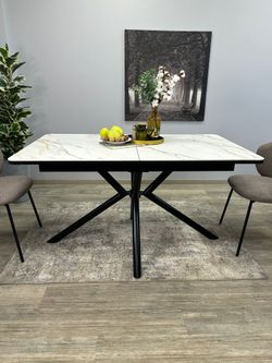 Стол KENNER DM1400 черный/керамика золотая