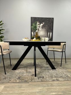 Стол DL1300 черный/керамика белая глянец