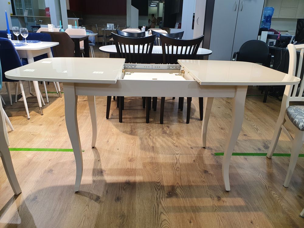 Стол KENNER 1200М  крем/стекло крем глянец