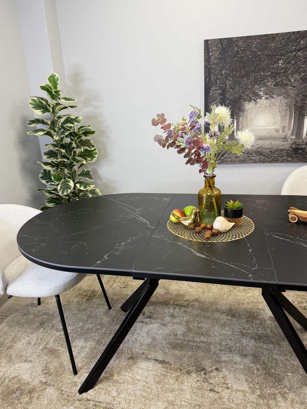 Стол KENNER DO1100 черный/керамика мрамор черный