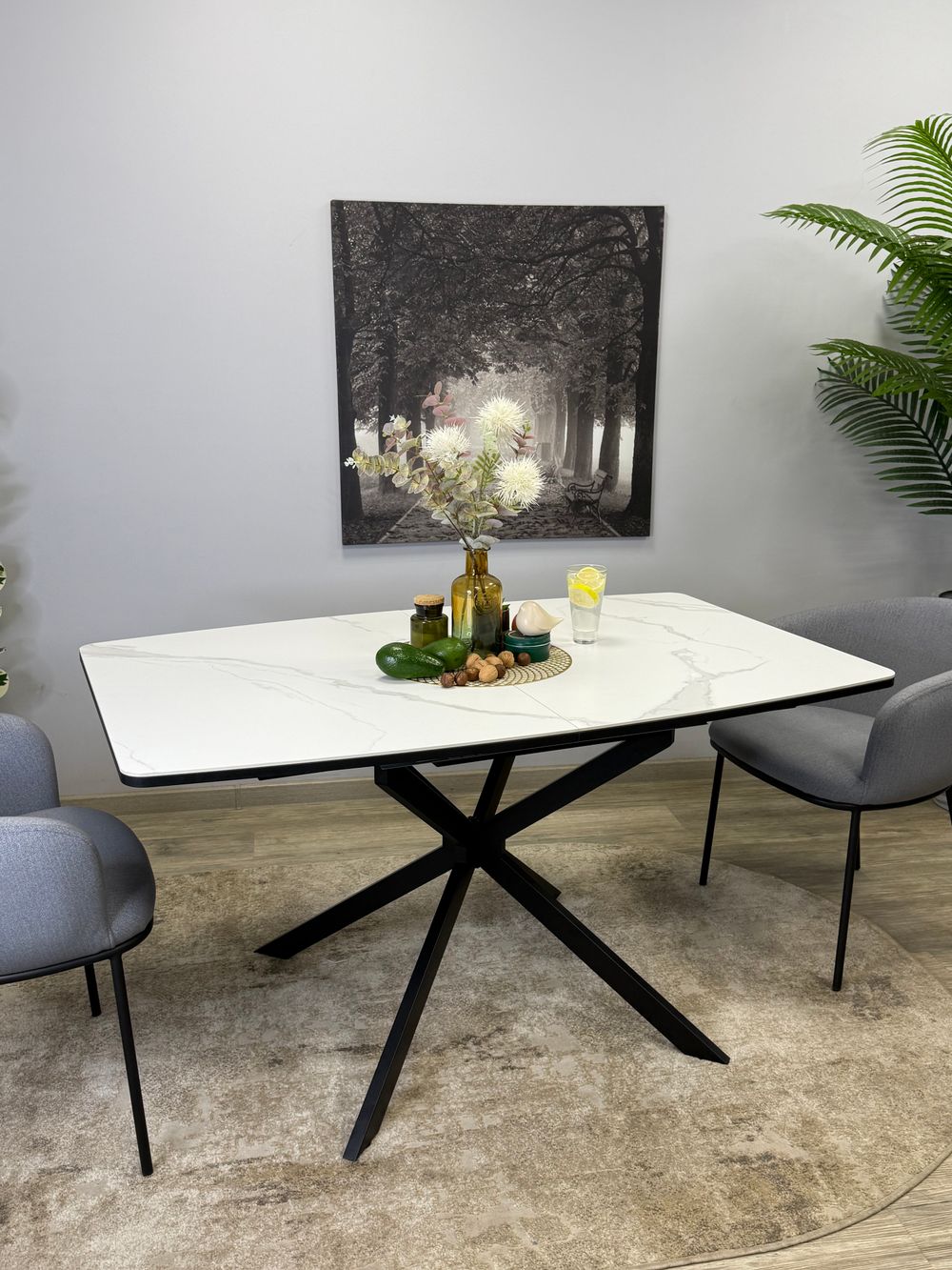 Стол Kenner BR1300, черный/керамика GLORIA WHITE