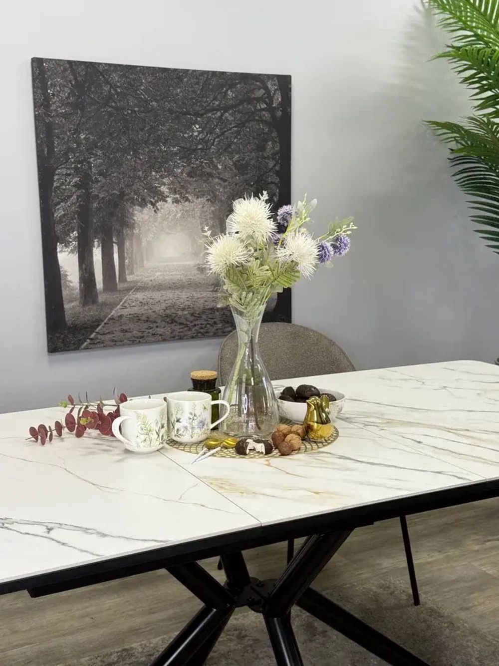 Стол KENNER DM1550 черный/керамика золотая