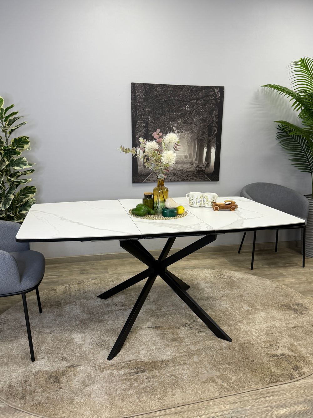 Стол KENNER BR1200 черный/керамика белая