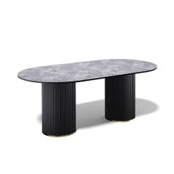 Стол KENNER LD2000 черный/керамика мрамор серый