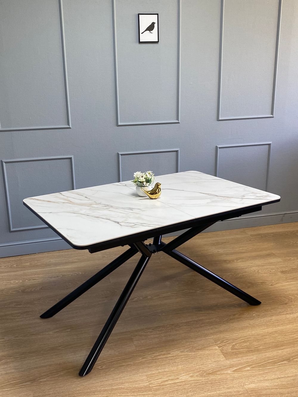 Стол KENNER DC1300 черный/керамика мрамор золотой