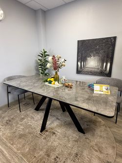 Стол DL1600 черный/керамика серая глянец